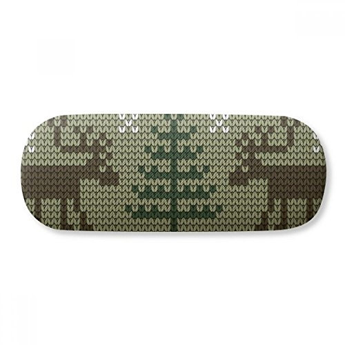 Christmas Tree Brown Elk Knit Pattern Glasses Case Eyeglasses Hard Shell Storage Spectacle Box