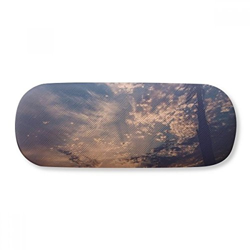 Orange Dark Blue Sky Clouds Glasses Case Eyeglasses Hard Shell Storage Spectacle Box