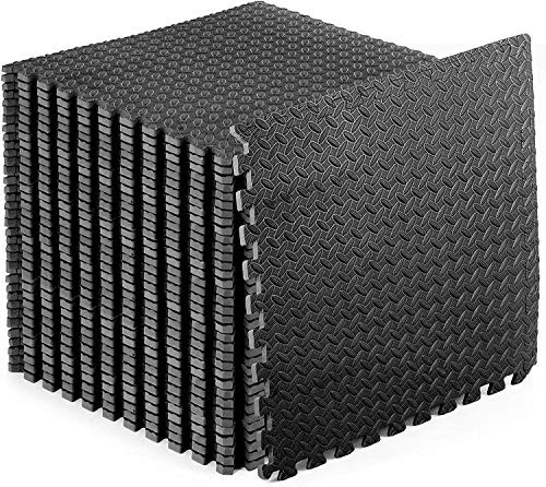 Puzzle Exercise Floor Mat, EVA Interlocking Foam Tiles Exercise Equipment Mat Workout Mats flooring for Home Gym 12 Square Feet Gym Floor Mats for Gyms, Yoga, Workout