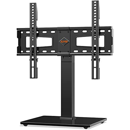 Universal Swivel TV Stand Base, Table Top TV Stand for 37-70 inch LCD LED OLED Flat Screen TVs, Height Adjustable TV Mount Stand with Tempered Glass Base, VESA 600x400mm, Holds up to 88 lbs. ELIVED