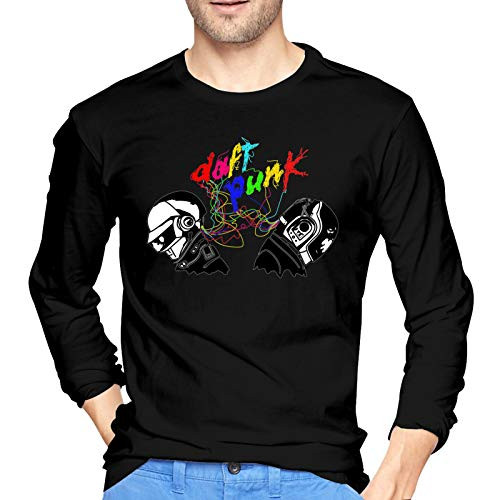 Daft Punk Long Sleeve T Shirt Men's Fashion Cotton Round Neck Tee Shirt Custom Tops Black
