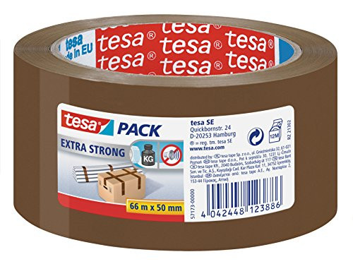 TESA TE57173-00000-03 tesapack Extra Fuerte PVC 66m x 50mm marrón, Brown, not-applicable