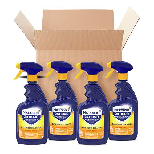 Microban Disinfectant Spray, 24 Hour Sanitizing and Antibacterial Spray, Bathroom Cleaner, Citrus Scent, 22 fl oz -Pack of 4-