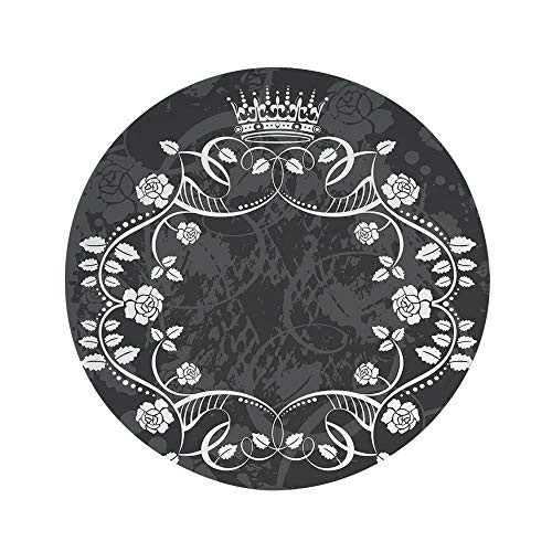 Ylljy00 Queen 6" Dinner Plate,Delicate Victorian Antique Circular Flora with Crown Vintage Grunge Rusted Royal Ceramic Decorative Plates,Dining Table Tabletop Home Decor,Black and White