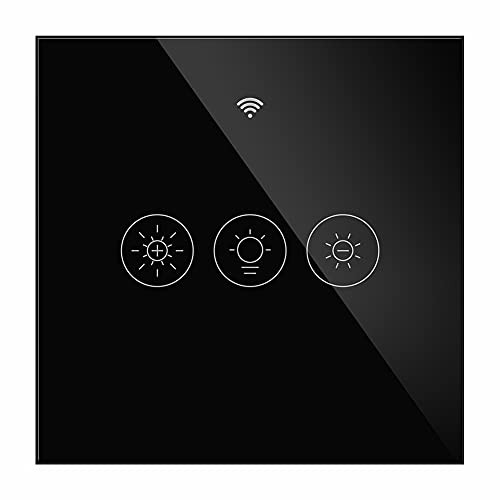 Moes New WiFi RF Smart Light Dimmer Switch 2/3 Way Muilti-Control Association Smart Life/Tuya APP Relay Status Backlight Switch Off RF Remote Control Works with Alexa Google Voice Assistants Black
