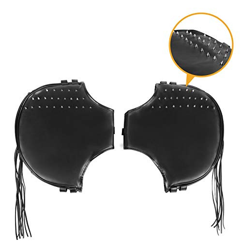 Soft Lowers Chaps Engine Guard Cover Leg Warmer Synthetic Leather with Punk Rivets and Tassel for Touring Street Glide Road King Road Glide Electra Glide and Trike Models 1980-2020