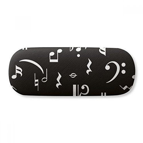 White Music Bar And Notes Black Glasses Case Eyeglasses Clam Shell Holder Storage Box