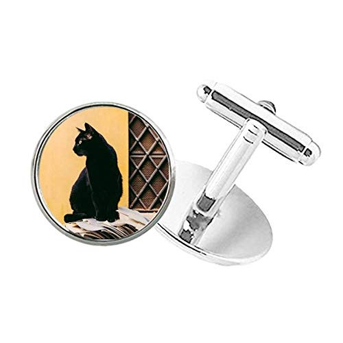 DIYthinker Animal Cool Black Cat Photograph Round Button Cuff Clip Stud Cufflinks