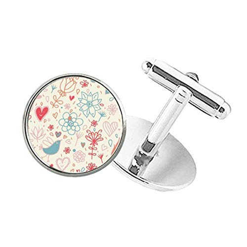 DIYthinker Bird Flowers Plant Paint Round Button Cuff Clip Stud Cufflinks
