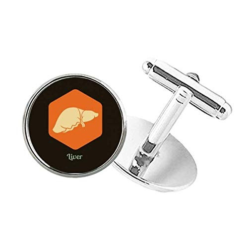 DIYthinker Body Organs Liver Orange Round Button Cuff Clip Stud Cufflinks