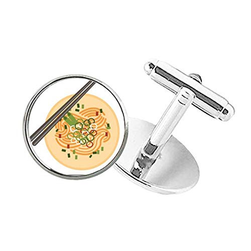 DIYthinker Chinese Dish Noodle Delicious Food Pattern Round Button Cuff Clip Stud Cufflinks