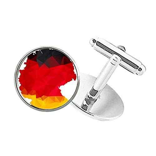 DIYthinker Germany National Flag Map Graffiti Round Button Cuff Clip Stud Cufflinks