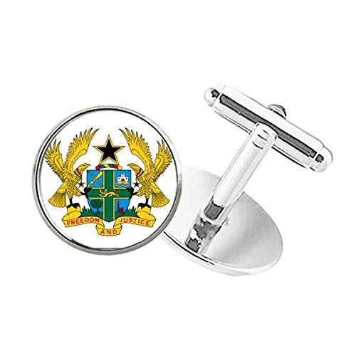 DIYthinker Ghana Africa National Emblem Round Button Cuff Clip Stud Cufflinks