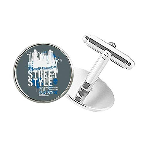 DIYthinker Graffiti Street Landmark Urban Art Pattern Round Button Cuff Clip Stud Cufflinks