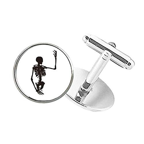 DIYthinker Human Body Skeleton Decoration Pattern Round Button Cuff Clip Stud Cufflinks