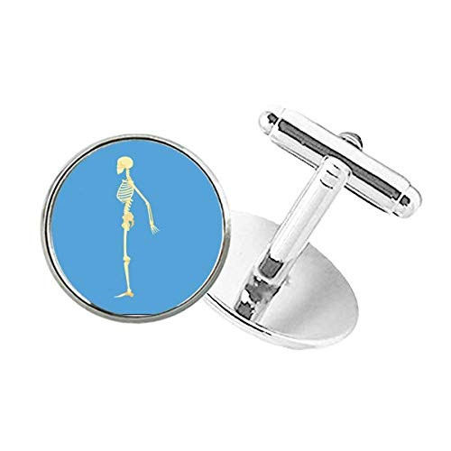 DIYthinker Human Side Bone Illustration Round Button Cuff Clip Stud Cufflinks