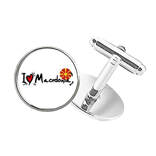 DIYthinker I Love Macedonia Word Flag Love Heart Illustration Round Button Cuff Clip Stud Cufflinks