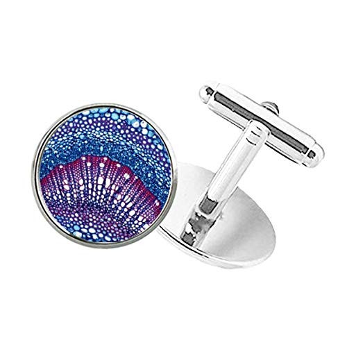 DIYthinker Plant Science Cell Microcosmic Pattern Round Button Cuff Clip Stud Cufflinks