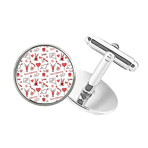 DIYthinker Red Saint Valentine Love Kite Rabbits Round Button Cuff Clip Stud Cufflinks