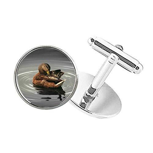 DIYthinker Swan Organism Animal Photography Round Button Cuff Clip Stud Cufflinks