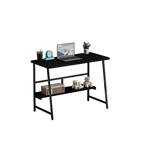 Computer Desk with Bookshelf,Study Writing Table for Home Office, Modern Simple Style Laptop Desk,Small Desk Small Spaces-Black-