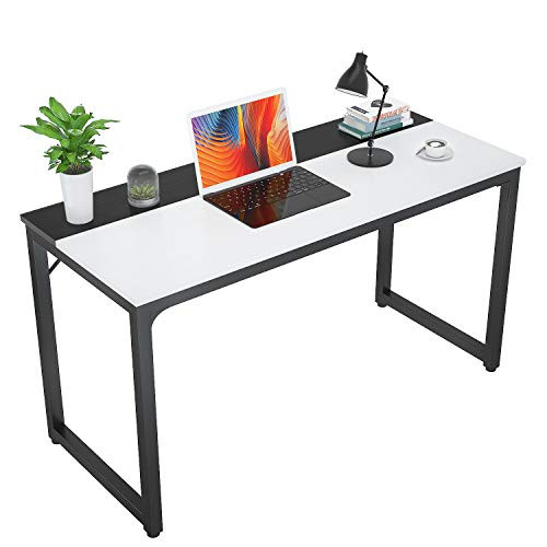 Foxemart Computer Desks 39 Inch Study Writing Table, Modern PC Laptop 39 Sturdy Simple Gaming Desk for Home Office Workstation, White and Black