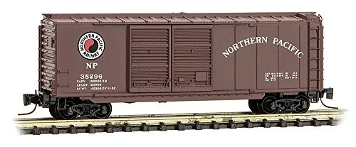 Micro-Trains MTL Z-Scale 40ft DD Box Car Northern Pacific/NP-Brown/White- 38296