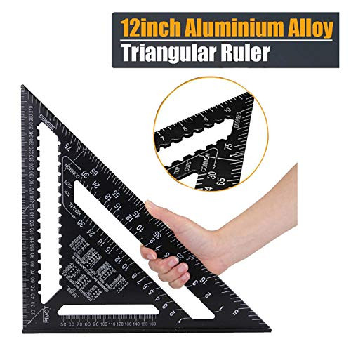 18/30cm Aluminium Set Square ruler 12inch Protractors Rafter Angle Frame Measuring Carpenter Measurement woodworking Triangular Ruler -12inch-