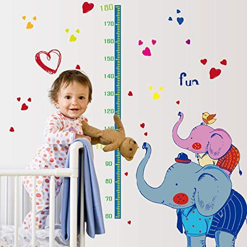 Wall Art Decals Stickers Wall Quote Wall Sticker Elephant Bird Height Measure Wall Stickers for Kids Rooms Cartoon DIY Bedroom Decoration Toilet Sticker Poster Murals, vertice