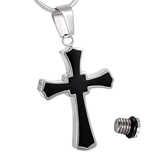 DALWWAEQE Cross Urn Necklace for Ashes Cremation Jewelry Stainless Steel Memorial Keepsake Ashes Holder