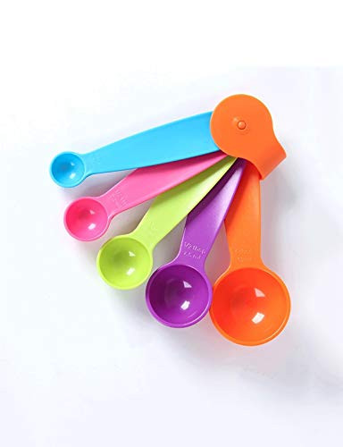 Thickening Plastic Measuring Spoon Baking Tool Grams Spoon 5 Piece Set Seasoning Scale Combination Spoon -color: Rainbow- -Size : S-