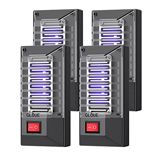 GLOUE Indoor Bug Zapper, Mosquito Killer Insects Killer Fly Trap UV Electric Gnat Zapper for Home, Kitchen, Bedroom, Baby Room, Living Room -4 Packs-