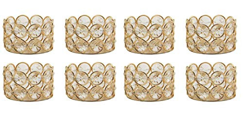 Gold Crystal Tea Light Candle Holders Pack 0f 8 for Wedding Parties Holiday Decor, Votive Candle Holder Centerpiece