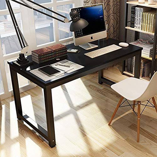 Writing Computer Desk for Home Office Modern Simple Industrial Style Laptop Table Notebook Desk Study Desk Black Desktop Black Frame 47"