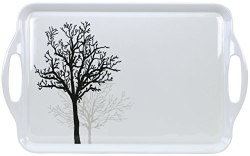 Corelle Coordinates by Reston Lloyd Melamine Rectangular Serving Tray with Handles, Timber Shadows