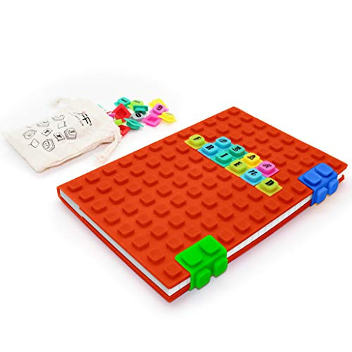 WAFF Soft Silicone Cover Combo Personalized Notebook / Journal, Large 8.25 x 5.5, Red