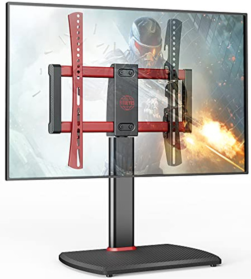FITUEYES Universal TV Stand - Gaming Table Top TV Stand for 32-55 inch LCD LED TVs - Height Adjusted Swivel TV Base Stands with Tempered Wooden Base Wire Management, VESA 400x400mm