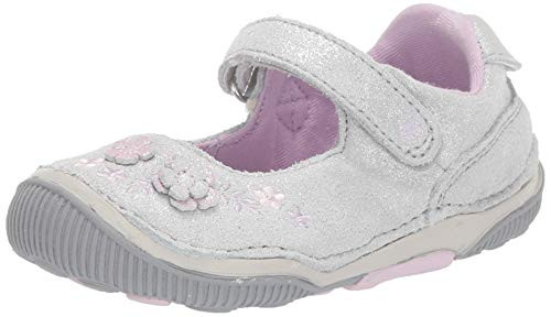 Stride Rite Baby-Girl's SRT Alise Mary Jane Flat, Silver, 6 W US Toddler