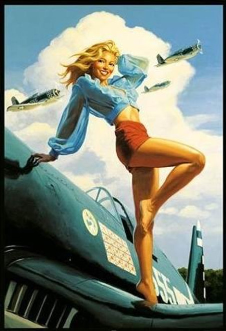 Posterjacks UK Sexy Vintage Airplane USA Girl Hildebrandt Retro Paper Poster Measures 36 x 24 inches -91.5 x 61cm- Posterjacks UK Sexy Vintage Airplane USA Girl Hildebrandt Retro Paper Poster Measures 36 x 24 inches -91.5 x 61cm-