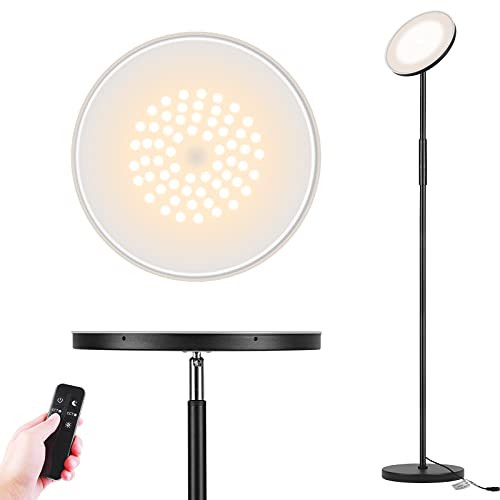 Floor Lamp, Garryliting LED Sky Super Bright Torchiere Lamp with 5 Color Temperatures Stepless Dimmable Remote  and  Touch Control, 24W/2000lm Modern Tall Floor Lamp for Living Room, Bed Room, Office