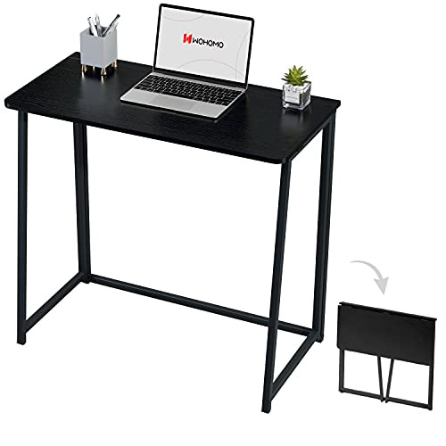 WOHOMO Folding Computer Desk, Small Writing Desk 31.5", Space-Saving Foldable Laptop Table, Easy Assembly Writing Workstation for Home Office,Black