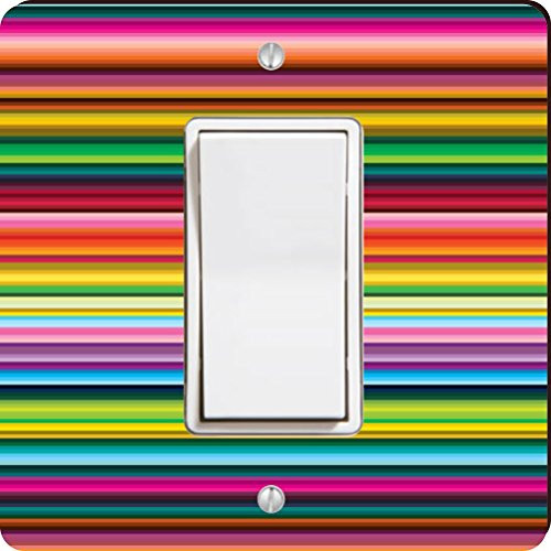 Rikki Knight Multicolor Horizontal Bars Single Rocker Light Switch Plate