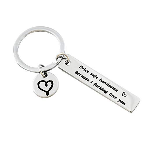 Meiligo Drive Safe Because I Fucking Love You Trucker Gift for Husband Father Keychain Dad Gift Valentines Day -Fucking You Keychain-