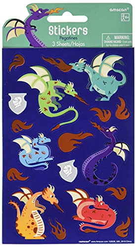 Assorted Dragon Sticker Sheets | Multicolor | party Favor | 3 Sheets