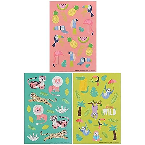 Jungle Animal Sticker Sheets | Multicolor | Party Favor | 12 Sheets