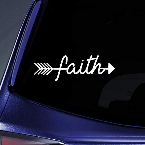 Bargain Max Decals Faith Arrow Sticker Decal Notebook Car Laptop 5.5" -White-