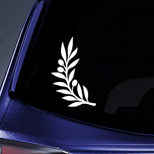 Bargain Max Decals Olive Branch Silhouette Sticker Decal Notebook Car Laptop 5.5" -White-