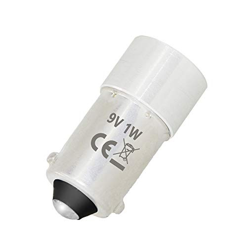 BA9s Base LED Bulbs 1W 9v BA9 LED Torch Headlight Mini Head Lamp Flashlight Bulb 6 Cell C  and  D -Cold White, 6 Cell C and D 9V-