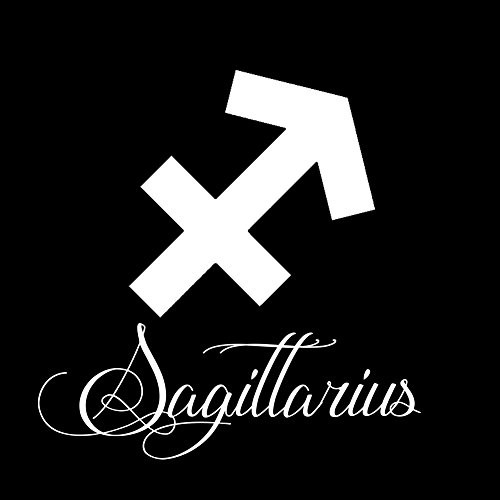Zodiac Sign Sagittarius Script Writing Silhouette 6" Vinyl Sticker Car Decal -6" White- Zodiac Sign Sagittarius Script Writing Silhouette 6" Vinyl Sticker Car Decal -6" White-