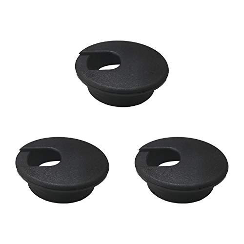 JANEMO 3 Pcs Wire Hole Cover,1-3/8 Inch Mounting Hole Cover for Wires,Use for Organize The Wires from Computer Desks,PC Peripheral,Office Equipment,Black